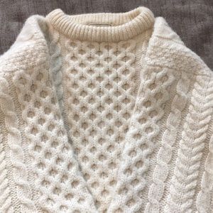 L.L. Bean Pure Wool Aran Sweater Made in Ireland